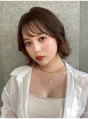 韓国ヘア/ペールベージュ/外ハネボブ/似合わせカット