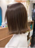 【柴田】ぱつっとボブオリーブグレージュボブルフミディアムヘア