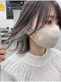 イヤリングカラーインナーカラーくびれボブシルバーグレージュ◎
