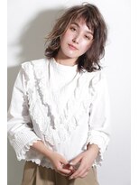 アディクト 東陽町西口(addict)&nbsp;ミディアムウルフ×ハイライト＿ベージュ＿ミディアム［東陽町］