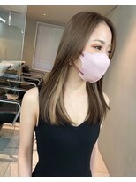 サイン 渋谷(SIGN) ふんわりミディアムシースルーバングアッシュカラー大人ボブ