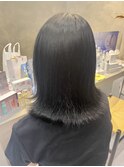 ブルーブラック暗髪美シルエットロング20代30代×エアストレート