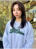 レイヤーカット×ピンクパープルグレージュカラー