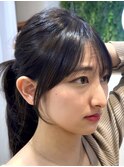 美髪アッシュグレージュ韓国レイヤーロングセミディ顔周り前髪