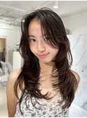 ハイライトカラーミルクティーベージュレイヤーカット