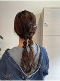 オレンジカラー × ツインアレンジ
