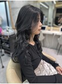 ★丸型逆三角ホワイトグレージュデジタルパーマチェリーブラウン