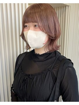 カシェ キョウマチ(cashe’e) 松阪/ピンクカラー/ピンクベージュ/ケアブリーチ/20代/ボブ