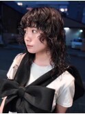 ボブウルフ くるくるパーマ レイヤー ミディアム 癖毛