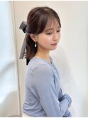 ヘアセット お呼ばれへア ハーフアップ ヘアアレンジ ミディアム