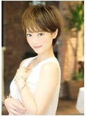 黒髪オリーブグレー小顔大人ショートボブ明るい白髪染め