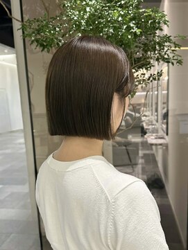 トータルビューティーサロン プリエ(prier) 小顔ミニボブ/切りっぱなしボブ/オリーブベージュ/髪質改善