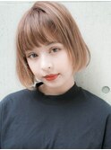 小顔ボブ 透明感ベージュ 似合わせカット