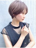 ピンクベージュ　スウィングショート　博多美容室
