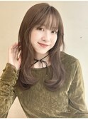 姫カットレイヤー/マロンベージュ/透明感カラー/くすみカラー