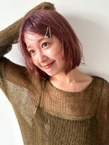 暖色カラー/ピンクブラウン/顔周りレイヤー/ケアブリーチ/渋谷
