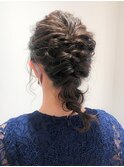 後れ毛くるりんぱ編み込み結婚式二次会ヘアアレンジアップ☆