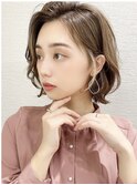 くびれボブ　イヤリングカラー　ハイライト　10代20代30代