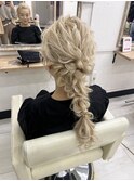 ルーズ編みおろし　結婚式ヘアお呼ばれヘア