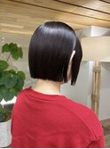 イルミナカラーでラベンダーベージュにぱつっとボブ