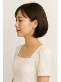 シースルーバングのボブ×ナチュラルブラウン（7トーン）