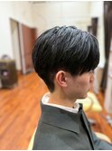 黒髪メンズカット毛流れマッシュ◎ナチュラルビジネススタイル