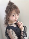 ハーフアップ×おだんごアレンジ
