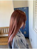 姫カット、チェリーレッドブラウン
