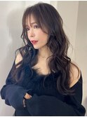 韓国ゼリーパーマ/ながし前髪/モカブラウン