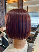 ヘアリゾート粋 ティガ 池袋店(tiga)&nbsp;切りっぱなしボブ/ブラウンレッド/艶髪