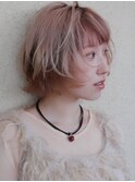 小顔前上がりショートボブ　