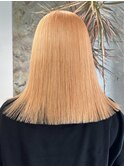 ダブルカラーオレンジベージュカラーケアブリーチレイヤーカット