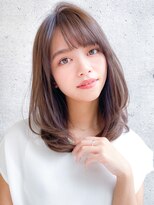 アグノス 青山(Agnos) ワンカールレイヤーかきあげロング 小顔バング マロンベージュ