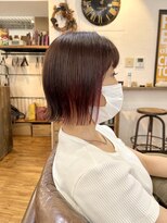 ワン エイティー ディグリース 恵比寿(180°One Eighty Degrees.)&nbsp;外ハネボブ/インナーカラー/ピンクヘア/デザインカラー