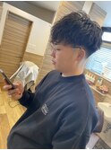 メンズ無造作フェード束感ツイストスパイラルショートストリート
