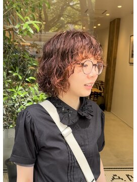 シアン 矢場町店(CYAN.) くるくるボブパーマ×裾オレンジカラー