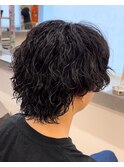 縦落ちツイストスパイラルパーマ×メンズウルフ