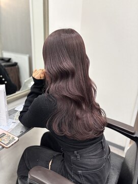 アオ(ao.) ブリーチなしラベンダーピンク顔まわりレイヤー韓国前髪あり