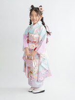 七五三7歳着付け/お団子ツイン編み下ろしヘアアレンジ代々木新宿