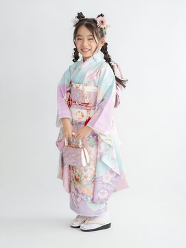 ヘアーサロン ラフリジー(Loufreasy) 七五三7歳着付け/お団子ツイン編み下ろしヘアアレンジ代々木新宿