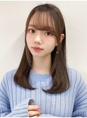 流し前髪小顔シースルーバング顔まわりワンカールストレートヘア