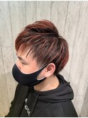 束感ツーブロックアシメ×メッシュ暖色カラー爽やかstyle