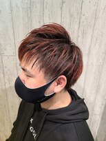 ヘアサロン フラット(hair salon flat) 束感ツーブロックアシメ×メッシュ暖色カラー爽やかstyle