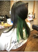 個性派♪姫カット+インナーグリーン