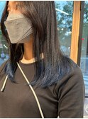 大人可愛い大人可愛い裾カラーネイビーカラーブリーチ毛先カラー
