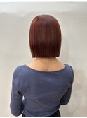切りっぱなしボブ/ぱっつんボブ/オレンジブラウン/西新井