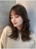 くびれヘア/アプリコットオレンジ/韓国/ブリーチ/レイヤー/銀座