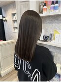 福山美容室caary 切りっぱなしロングくすみブラウン透明感20代