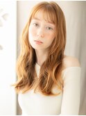 ハイトーンカラーペールオレンジフェミニンロングY上尾20代30代