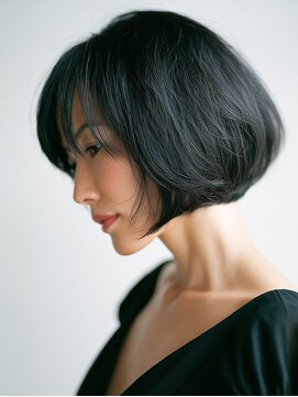 黒髪/クラゲヘアー/オリーブグレー/小顔/ココアベージュ/川西